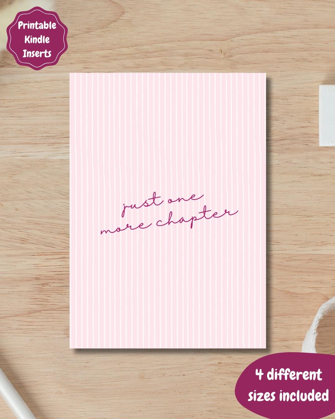 Just One More Chapter PRINTABLE Kindle Insert, Bookish Gift, E-reader ...