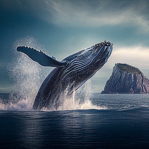 whale breaching - Humpback whale - AI art Midjourney high resolution digital download