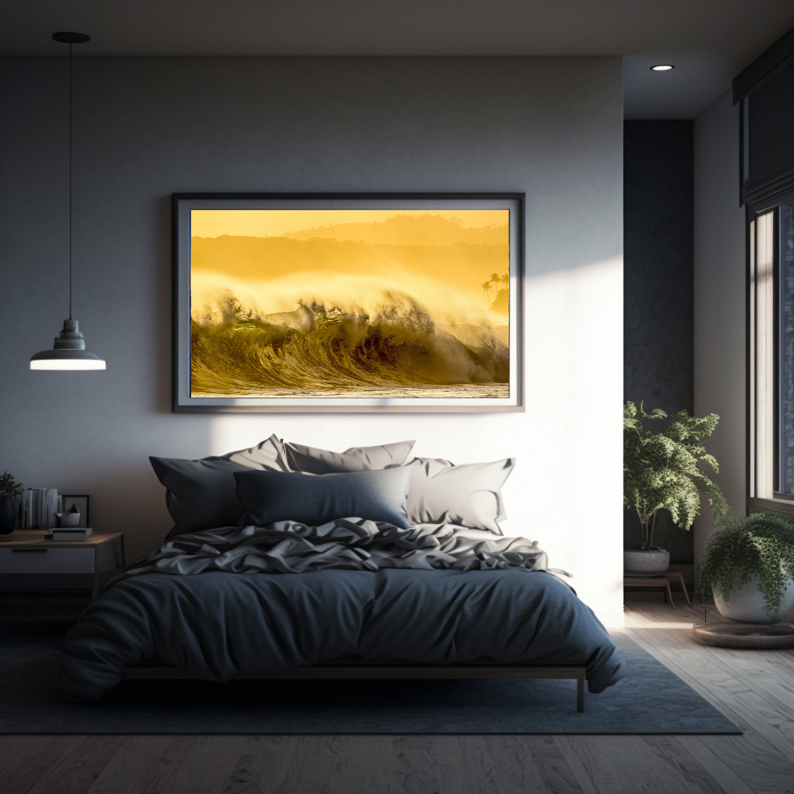 Golden Wave Golden Hour Digital Download Photo Wall Art Ocean High Resolution Wall Art Home