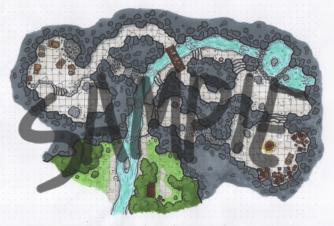 Map of Cragmaw Hideout, Hand Drawn and Coloured Etsy