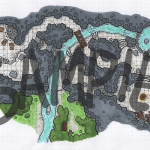 Carte de Cragmaw Hideout, dessinée et colorée à la main