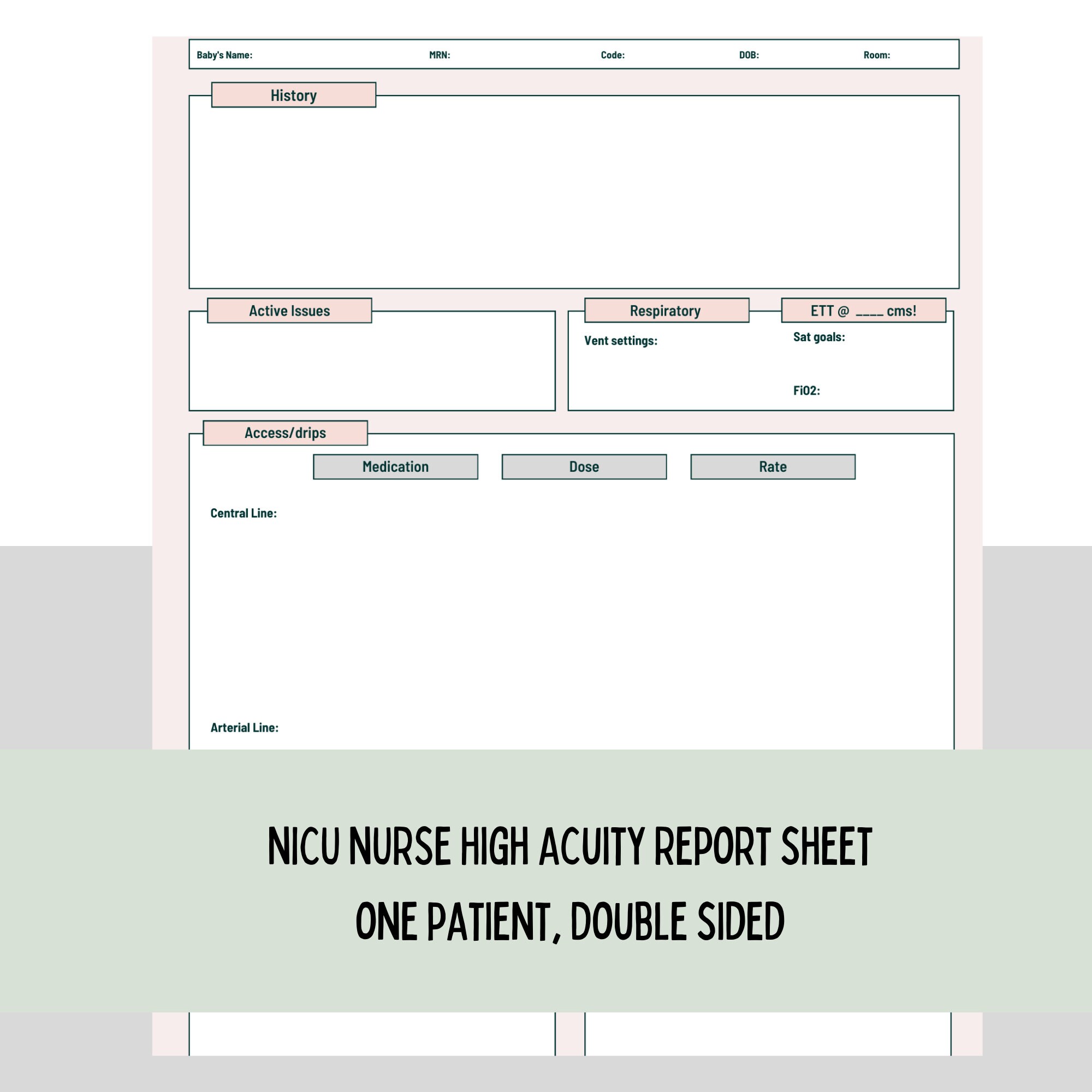 nicu-report-sheet-high-acuity-sick-baby-level-3-or-4-nicu-etsy