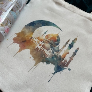 Islamic Tote and Tumbler Set - Ideal Mosque Bag for Prayer, Quran Study - Eco-Friendly Reusable Bag and Insulated Drinkware