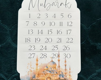 Ramadan 2024 Countdown Calendar for Kids - Decorative Eid Mubarak Wall Chart - Fun Ramadan Decoration