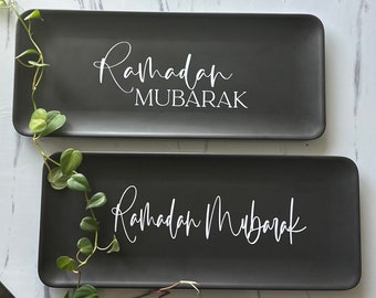 Ramadan Mubarak Decorative Platter - Elegant Tableware for Suhoor & Iftar - Ramadan Table Decoration