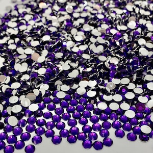 Dark Amethyst Resin Rhinestones Non-Hotfix/Flat Back/Foil Backing 2mm 3mm 4mm 5mm DIY Crafts, Nail Art, Tumblers, Cups, Pens, Jewelry, Shoes