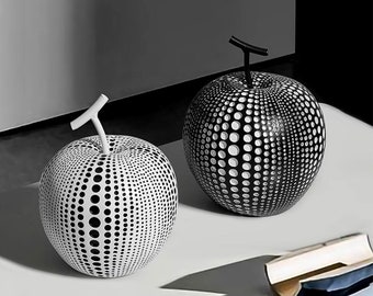 Nordic Black White Apple Sculpture Ornament Fruit Model Home Decoration Modern Interior Decor Housewarming Gift