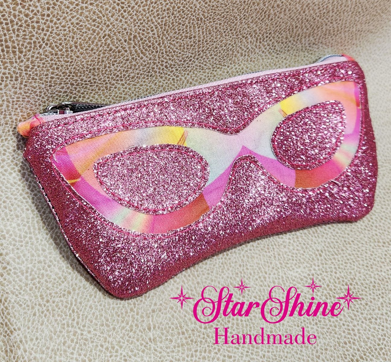Pink Glass Case Pink Glitter Small Eyeglass Case - Etsy