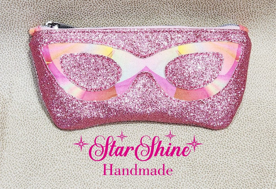Pink Glass Case Pink Glitter Small Eyeglass Case - Etsy