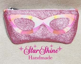 Pink Glitter Small Eyeglass Case