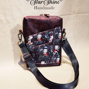 Red Sparkling Faux Leather, Vintage Inspired, Betty Boop Pixie Small Crossbody
