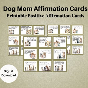 Tarjetas de afirmación de mamá perro. Mensajes positivos imprimibles de Dog Lover, imprimibles, descarga digital