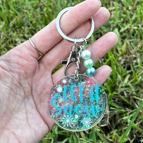 Snowflake Keychain Etsy
