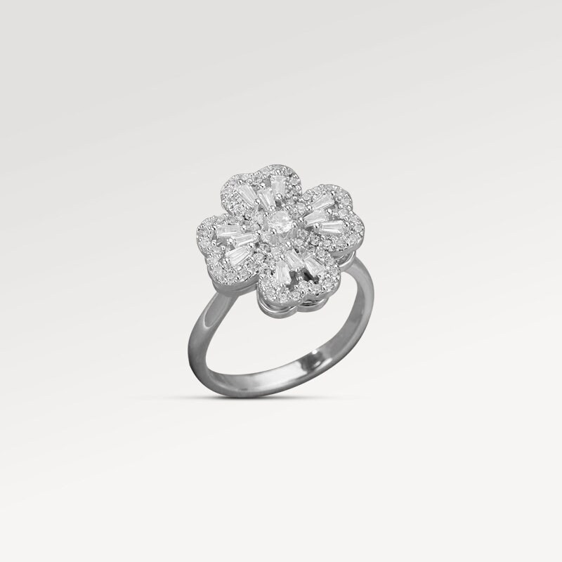 Rotating Four-leaf Clover Ring Anti-stress Fidget Spinner Ring Lucky ...