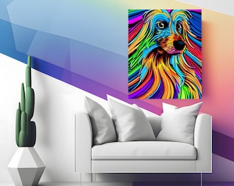 Canine Kaleidoskop Instant Download Druckbare Hunde Pop Art, bunte Haustier Porträt, moderne Wandkunst, Wohnkultur, Geschenk für Hundeliebhaber