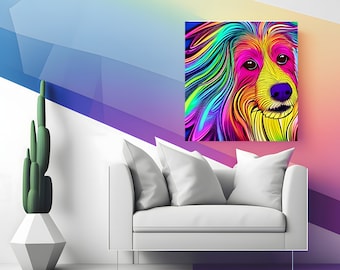 Furry Pop Fantasia Instant Download Printable Dog Pop Art, Colorful Pet Portrait, Modern Wall Art, Digital Print, Home Decor, Dog Lover Gift