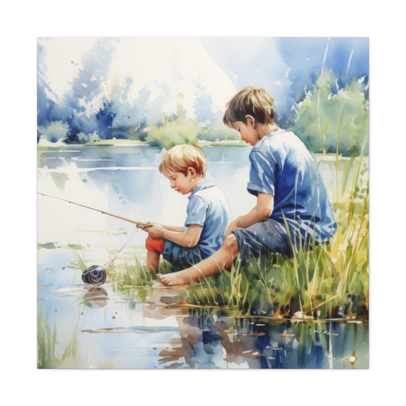 Brothers Fishing Canvas Wall Art Canvas Gallery Wraps Fishing Lover Art 