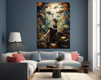 Immersed In Reading Digital Art Print | Digital Art Download