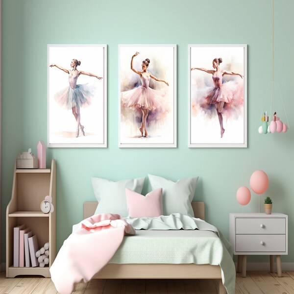 Graceful Ballerina Combination Wall Art | Colorful Dancing Wall Art | Dance Studio Art | Instant Digital Download | Pastel Colors