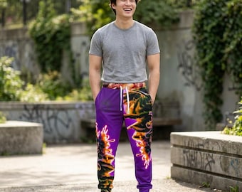 Retro Purple Athletic Joggers Psychedelic Camo Athletic Joggers | Festival Joggers | Groovy Workout Pants