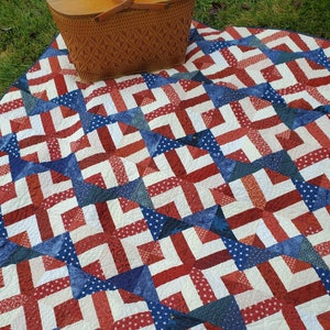 Picnic Blanket - Big Block Quilts - PDF Pattern - Red, White and Blue