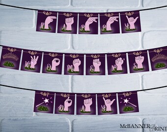 ASL Happy Women's Day Banner, Floral Crown Printable (PDF)