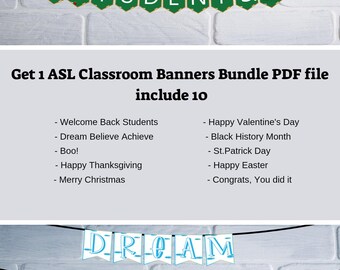 ASL Classroom Banner Bundle | Printable Decor (PDF)