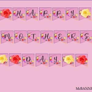 Happy Mother&#39;s Day Floral Happy Mother&#39;s Day banner printable DIY Mother&#39;s Day gifts Mother&#39;s Day party decoration Cute Mother&#39;s Day banner