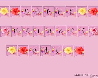 Floral Happy Mother's Day Banner Printable (PDF)