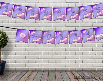 ASL Feminist Power Banner, Girl Power Sign Language (Printable PDF)