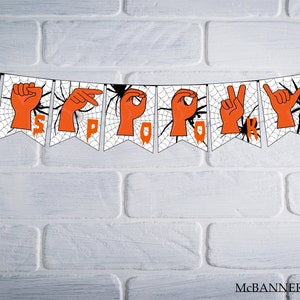 American Sign Language Spooky printable banner Halloween banner Halloween  Signs Printable ASL Spooky Vibes