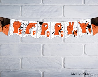 ASL Spooky Halloween Banner, Printable Party Decor (PDF)