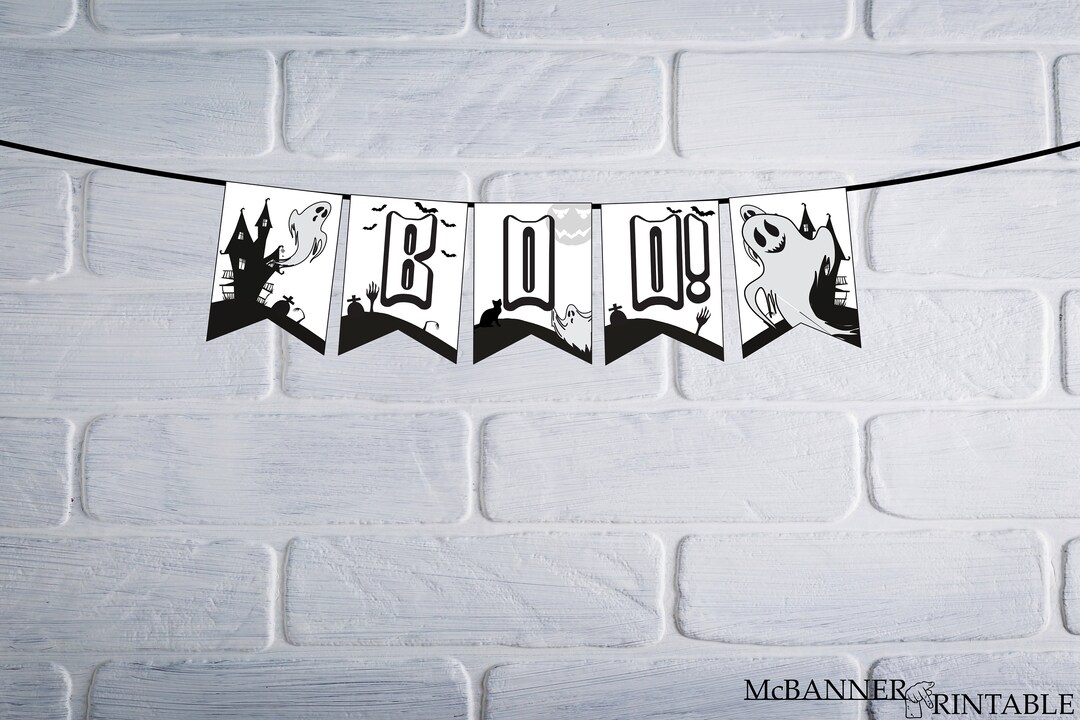 Boo Banner Printable Halloween Decor Printable Instant Download