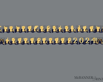 2024 New Year Banner, Champagne Toast Sign Language (PDF)