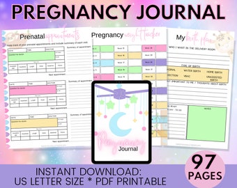 Mom to Be Pregnancy Journal, Baby Shower,Pregnancy Diary, Wellness Journal, Printable Mom-To-Be Gifts, Birth Plan, Prenatal Self Care