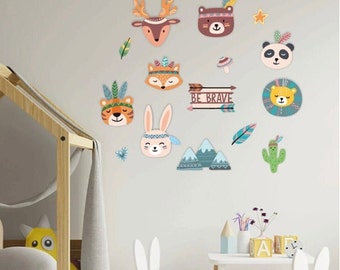 Kinderzimmer Wanddeko | Wandset 15-teilig inkl. doppelseitiges Klebeband | Wanddekoration | Babyzimmer Deko | Kinderzimmer Deko | Wandtattoo