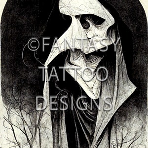 Plague Mask Fantasy Tattoo Design Digital Download