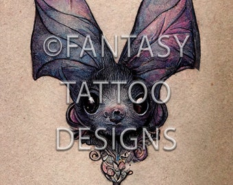 Bat Fantasy Tattoo Design Digital Download