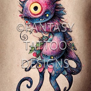 Monster Fantasy Tattoo Design Digital Download