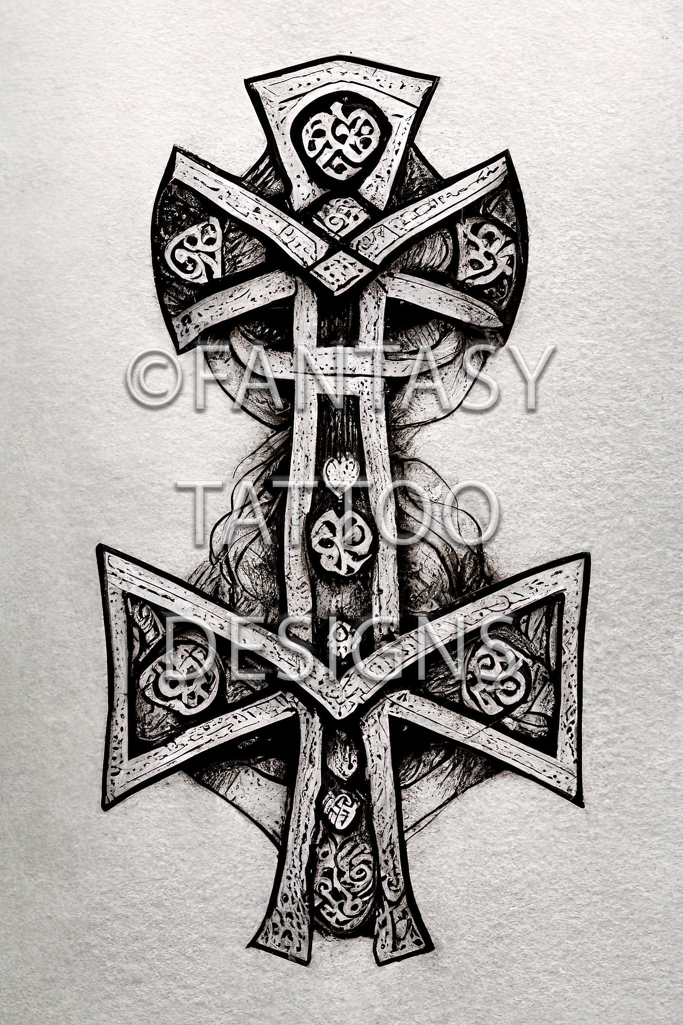 Celtic Cross Fantasy Tattoo Design Digital Download - Etsy