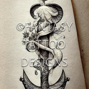 Anchor Fantasy Tattoo Design Digital Download