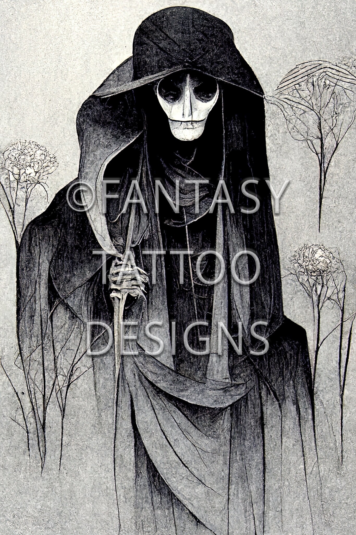 Death Skeleton Fantasy Tattoo Design Digital Download - Etsy
