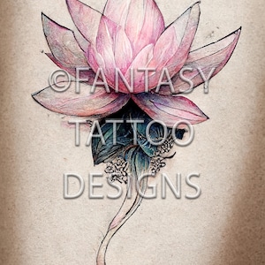 Lotus Fantasy Tattoo Design Digital Download