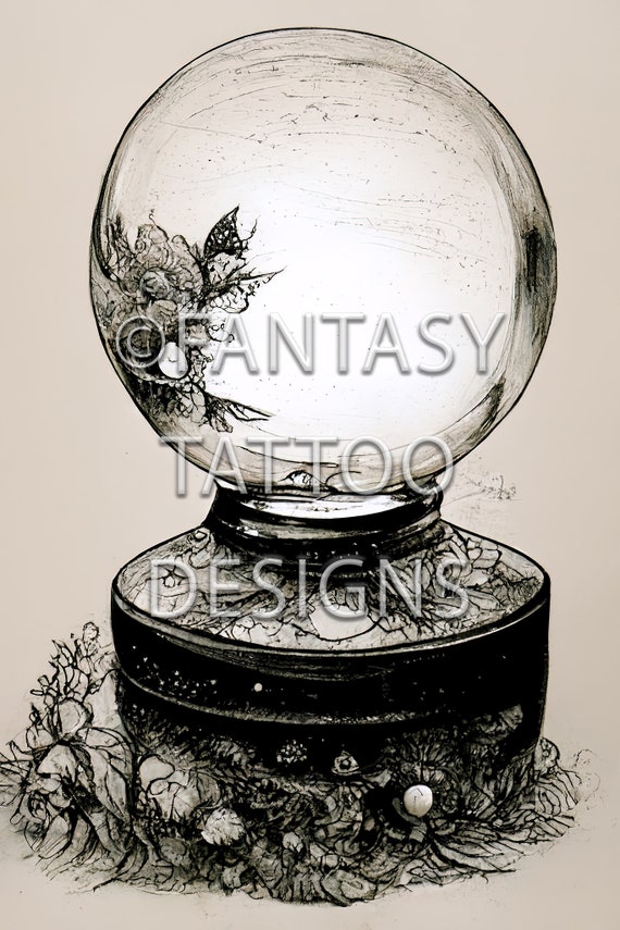 Crystal Ball Fantasy Tattoo Design Digital Download - Etsy