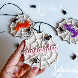 Personalized Spiderweb Halloween Name Tag for Kids Custom Kids Spiderweb Name Tag for Trick or Treat bag Name Tag Custom Spider Web