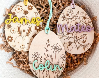 Easter basket tag personalized Easter name tag wooden name tags for easter kids name tag for bag egg name tag easter basket kids easter