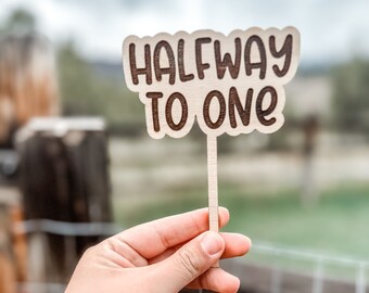 Halfway To One Wooden Cake Topper - 6 Month Half Birthday Decor For Baby Boy Or Girl First Birthday Party - View #7