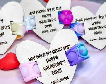 Valentine Pop It bracelet Valentine's party favors for kids classroom valentines class valentines day gift Pop it valentines gift non candy