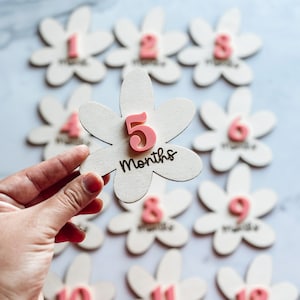 Marqueur d’étape mensuel de bébé Floral Milestone carte bébé étape Daisy fleur étape carte bois Milestone marqueur acrylique cadeau bébé fille