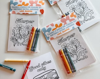 Groovy party favor coloring kit for toddlers party favors retro coloring set two groovy birthday party Retro party decor groovy birthday kid
